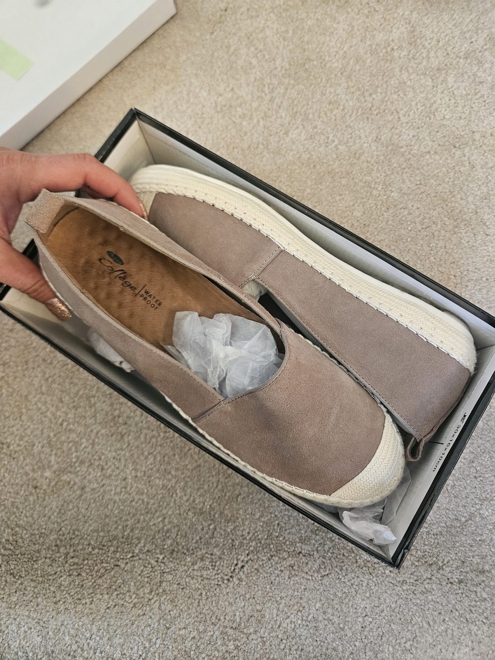 Espadrille Slip-On Flats in Taupe